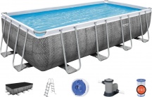 BESTWAY Piscina Fuori Terra con Telaio Portante Piscina Esterna da Giardino Rettangolare 549x274x122h cm con Pompa Filtrante da 5.678 l/h - 56998 Power Steel