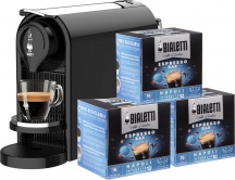 Bialetti 098150543 Gioia Plus Macchina Caff� Espresso a Capsule 1200 W + 48 Capsule Nero