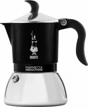 Bialetti 0007149 Caffettiera Moka 2 Tazze 0,1 lt Nero, Inox Fiammetta Induction