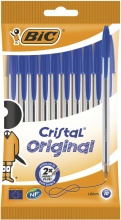 Bic 830863 Cristal Original, Penne Blu a Sfera (Punta 1mm), Confezione da 10