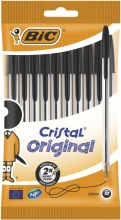 Bic 830864 Cristal Original Penne Nere a Sfera Punta 1mm Confezione da 10