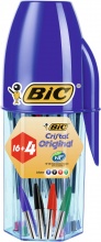 Bic 929081 Cristal Original Penne a Sfera (Punta 1Mm) Assortiti Barattolo 16+4