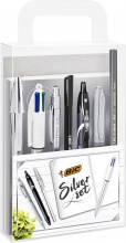 Bic 9576121 Set Scolastico 3 Penne + 3 Matite + 1 Pennarello 7 Pezzi Silver