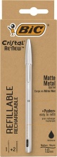 Bic 997201 Cristal ReNew Penna Ricaricabile Nera a Sfera In Metallo Punta 1mm