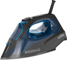 Black & Decker BXIR2605E Ferro da Stiro a Vapore 2600 W Piastra Inox Nero e Blu