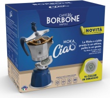Borbone MOKACIABL MokaCiao Moka a Cialde Induzione 3 Tazze Alluminio colore Blu e Grigio