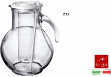 Bormioli Rocco 360407 Caraffa in Vetro Kufra litri 2 Coperchio Bianco