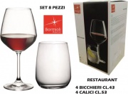 Bormioli Rocco BO063684 Calice Vino+Bicchiere Acqua Set 8 pezzi Restaurant