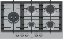 Bosch PCS7A5I90 Piano Cottura a Gas 5 Fuochi 75 cm con Griglia in Ghisa Inox