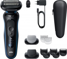Braun 52-B1650 Rasoio Elettrico Ricaricabile Trimmer 3 Testine colore Blu