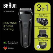 Braun 81702941 Series 3 Shave&Style 300BT Rasoio Elettrico Regolabarba Nero