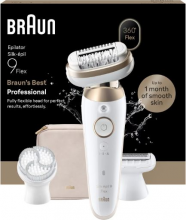 Braun 9-060 3D Epilatore Silk-epil Wet & Dry 40 Pinzette Ricaricabile BiancoOro