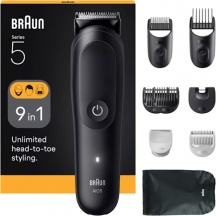 Braun AIO5540 Rifinitore All in One per Barba e Capelli 9 in 1 Nero serie 5