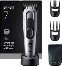 Braun HC7590 Tagliacapelli Ricaricabile 17 Lunghezze 3-3.5 mm NeroArgento