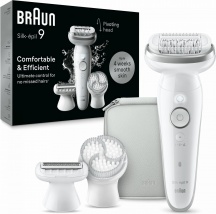 Braun SES9061 Epilatore Elettrico Wet&Dry 40 Pinzette BiancoArgento Silk Epil 9
