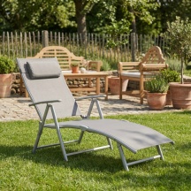 Brixo CHARME Lettino Prendisole da Giardino Pieghevole 130x62x82 cm Grigio