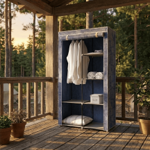 Brixo CITY169 Armadio Guardaroba in Tessuto non Tessuto (TNT) 88x46x169 cm Blu
