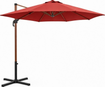 Brixo LEGNOLATTO3 Ombrellone da Giardino Decentrato 3x3 mt LegnoPoliestere Rosso