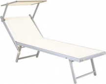Brixo RIMINI Lettino Prendisole Mare Giardino Alluminio Pieghevole  Bianco