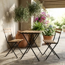 Brixo WOODY Tavolo da Giardino Pieghevole Set Tavolo + 2 Sedie 60x60x74 cm Legno