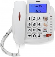 Brondi BRAVO90LCDBIANCO Telefono Fisso Vivavoce Con Filo tasti Grandi Bravo 90 LCD Bianco