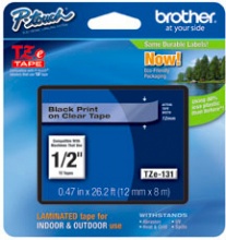 Brother TZE131 Etichetta P-touch Black on Clear