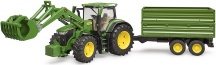Bruder 3155 Trattore John Deere 7R con Caricatrice e Rimorchio Veicolo 1:16 3+