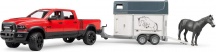 Bruder 2501 Ram 2500 Power Wagon con Rimorchio e 1 Cavallo Veicolo Giocattolo 3+