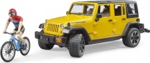 Bruder 2543 Fuoristrada Jeep Wrangler Rubicon con bike e ciclista Veicolo 1:16 3+