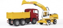 Bruder 2751 Escavatore e Rimorchio ribaltabile MAN TGA Veicolo 1:16 3+