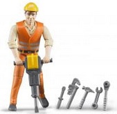 Bruder 60020 Operaio Edile con Accessori Playset per Bambini da 3+ Anni