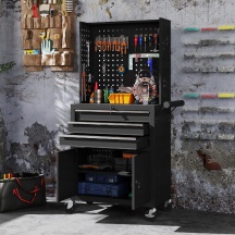 Brugel 0BKV262 Carrello Porta Attrezzi in Acciaio con Piano di Lavoro Nero