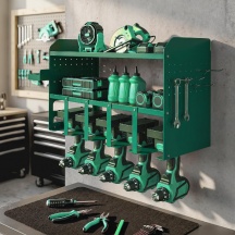 Brugel 0GNV440 Porta Attrezzi con Supporto 5 Trapani Elettrici e Vassoio Laterale Verde
