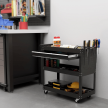 Brugel K1890BK Carrello Porta Attrezzi 3 Livelli in Acciaio con Maniglia 82x35x76cm Nero