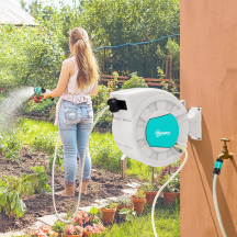 Brugel S5280LG Avvolgitubo da Giardino Retrattile con Tubo dellAcqua 25+2m VerdeGrigio