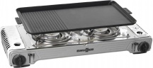 Brunner 0708017N Fornello a Gas da Campeggio 2 Fuochi Cromo Devil Double Grill