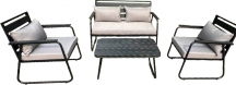 Buybuy KGD121 Salotto Giardino Divano 2 Posti 2 Poltrone Tavolino NeroCrema GIARDINO