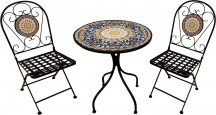 Buybuy MOKIT040 Tavolo da Giardino Pieghevole + 2 Sedie Mosaico 60x60x70 cm Nero