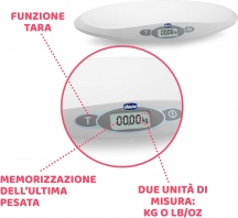 CHICCO 00005577000000 Bilancia Pesabambini Digitale per Neonati Portata Max 20 Kg Bianco 5577