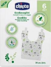 CHICCO 10399000000 Bavaglino per Neonati Monouso Compostabili con Tasca 36 Pezzi Multicolore