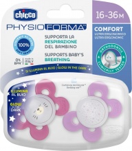 CHICCO 00074935410000 Ciuccio Neonato 16-36 Mesi Tettarella Physio 2Pz Rosa - PhysioForma