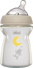CHICCO 00081221300000 Biberon in Vetro Flusso Lento 250 ml 0+M Grigio NaturalFeeling