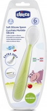 CHICCO 68285.10 Cucchiaio in Morbido Silicone per Bambini 6+ Mesi Verde e Bianco