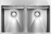CM 012048XCSSP Lavello Cucina 2 Vasche in Acciaio Satinato Incasso 76 cm Acciaio