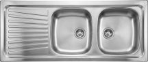 CM 031037.D1.01.2009 Lavello Cucina 2 Vasche Appoggio Gocc. Sx 120 Cm Inox