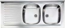 CM 031037.D1.01.2009 Lavello Cucina 2 Vasche Appoggio Gocc. Sx 120 Cm Inox