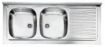 CM 031037SCSSX Lavello Cucina 2 Vasche Incasso Gocciolatoio a Dx 120 cm  Mondial