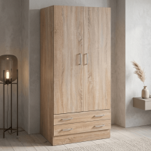 COMPOSAD AR1026K56208 Armadio Guardaroba 2 ante battenti 82x46x184 cm Cemento Espresso