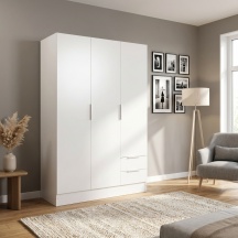 COMPOSAD ARA264K87404 Armadio Guardaroba 3 ante battenti 119x46x184 cm Bianco Larissa