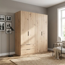 COMPOSAD ARA354K765 Armadio Guardaroba 4 Ante Battenti 2 Cassetti 162x58x200 Rovere Artisan